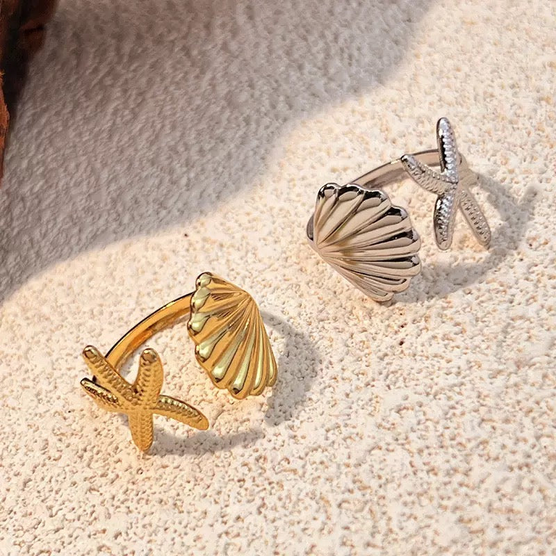 Leila Shells and Star adjustable Ring