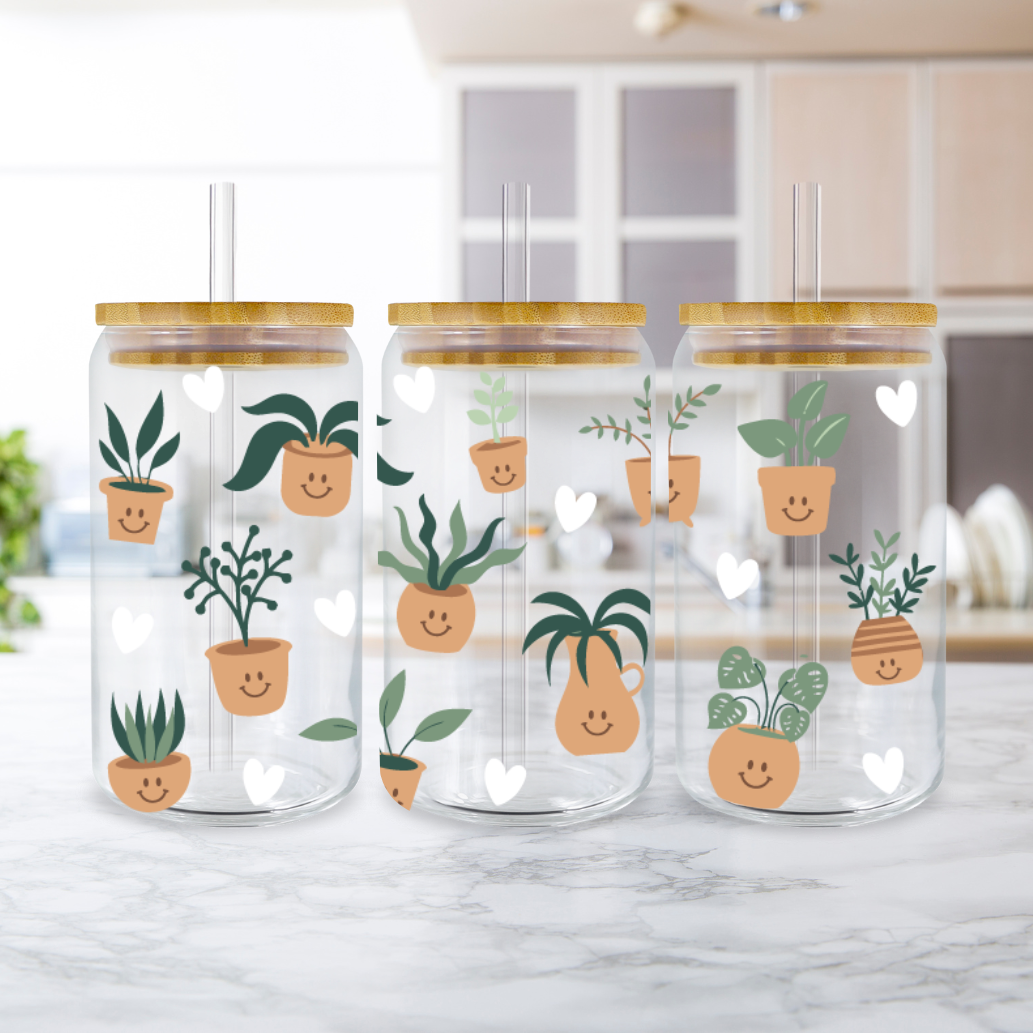 Plants lover smiley Glass cup