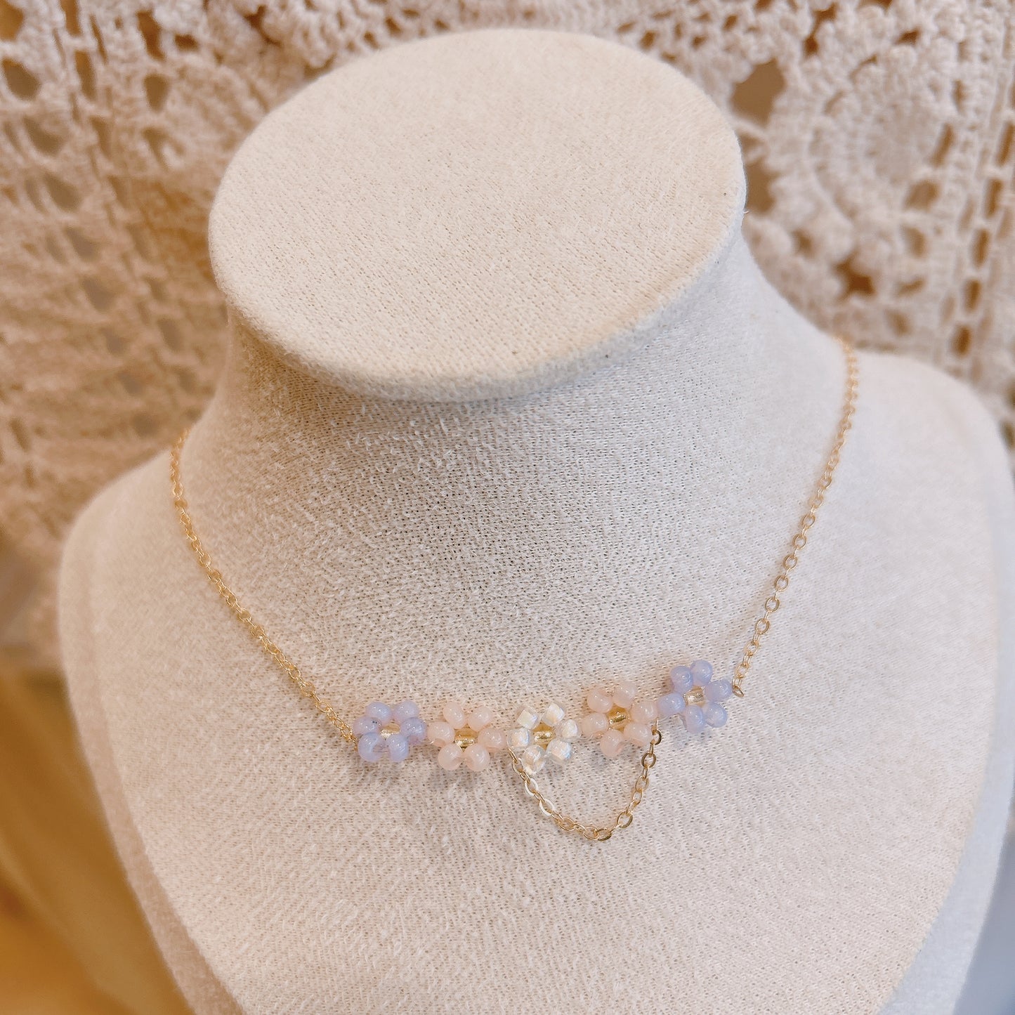 Elle Floral Beaded Neckalce Purple