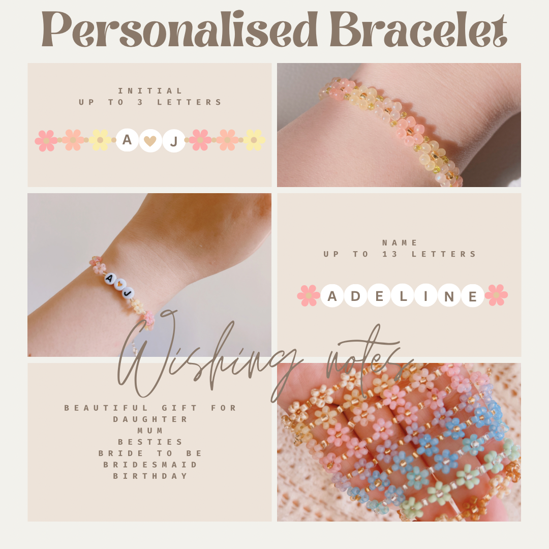 Personalised Name floral Bracelet