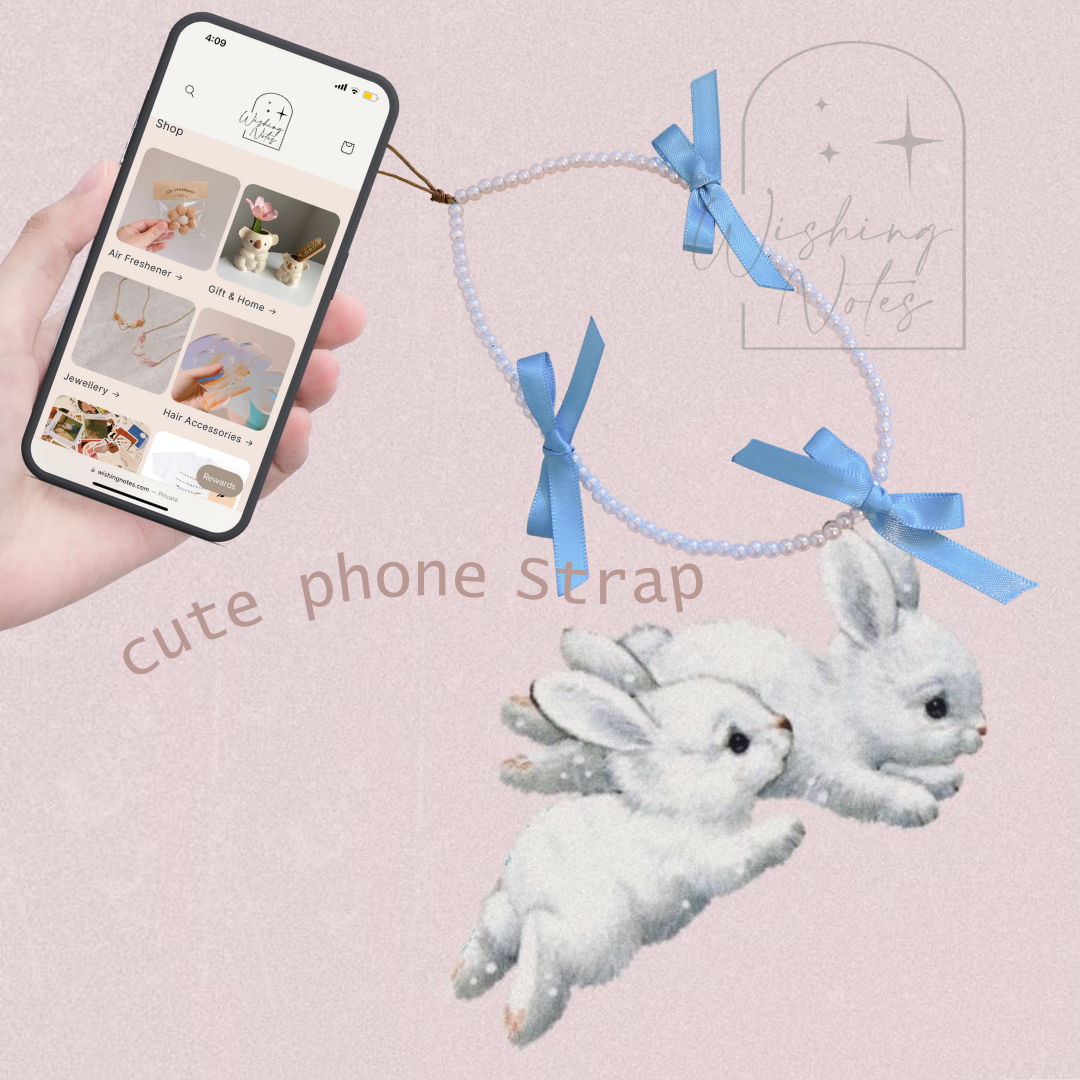 Blue Cute Ribbon Phone Strap, bow phone charm