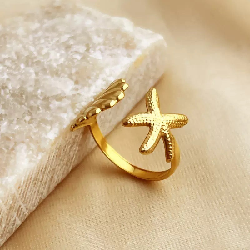 Leila Shells and Star adjustable Ring