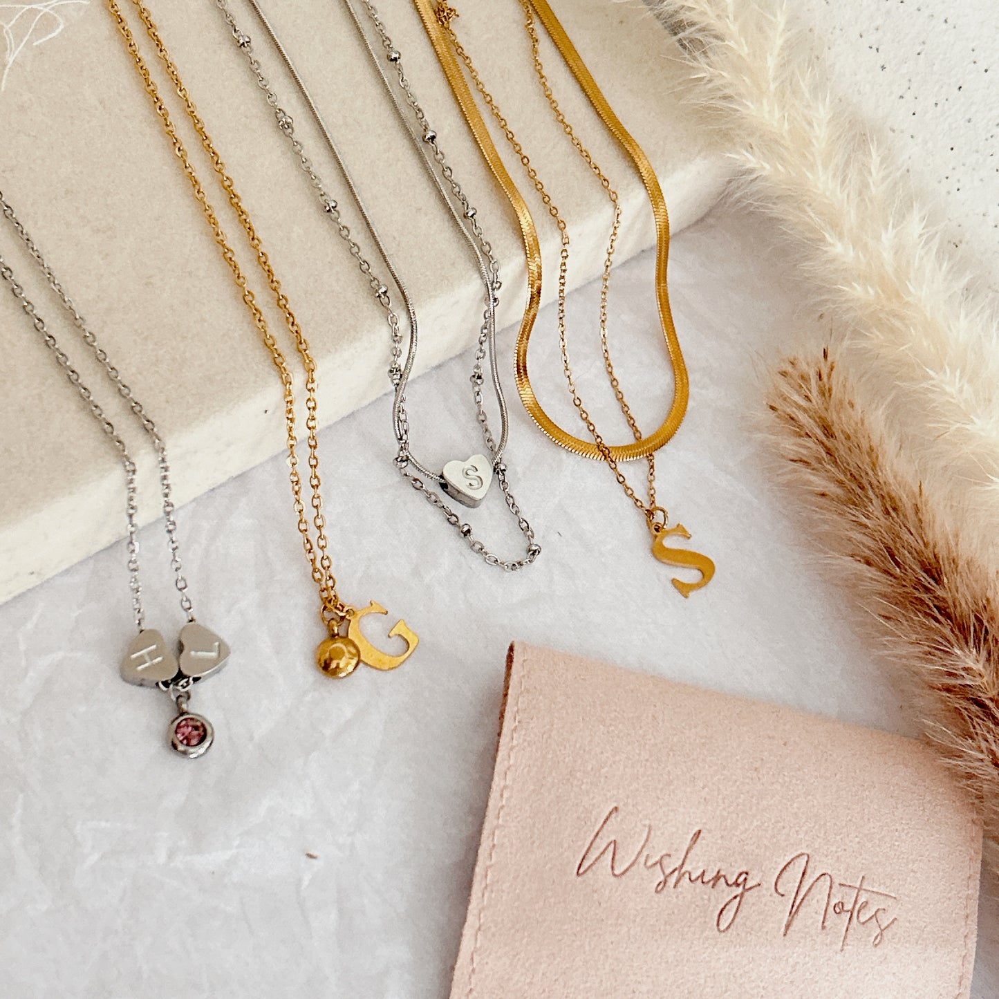 Gemma Duo Chain Personalised initial Charms Necklace | Waterproof Non Tarnish