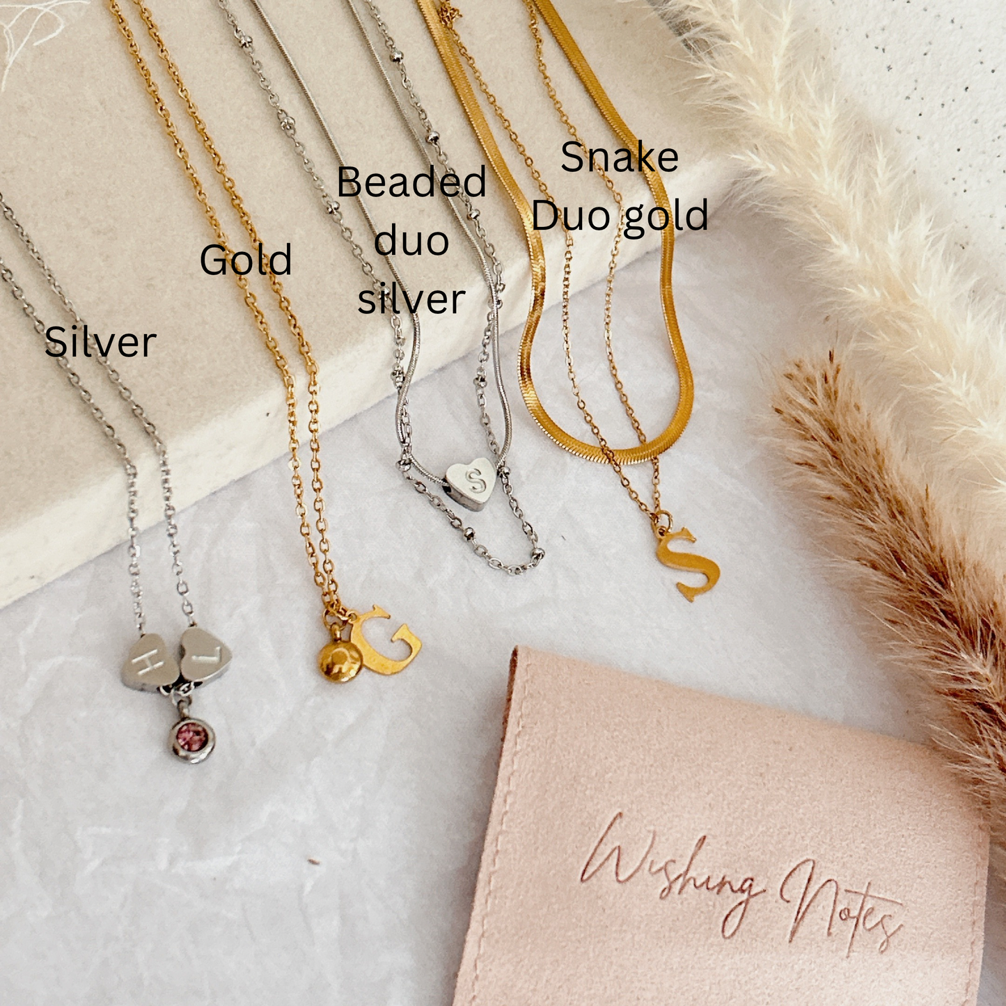 Gemma Duo Chain Personalised initial Charms Necklace | Waterproof Non Tarnish