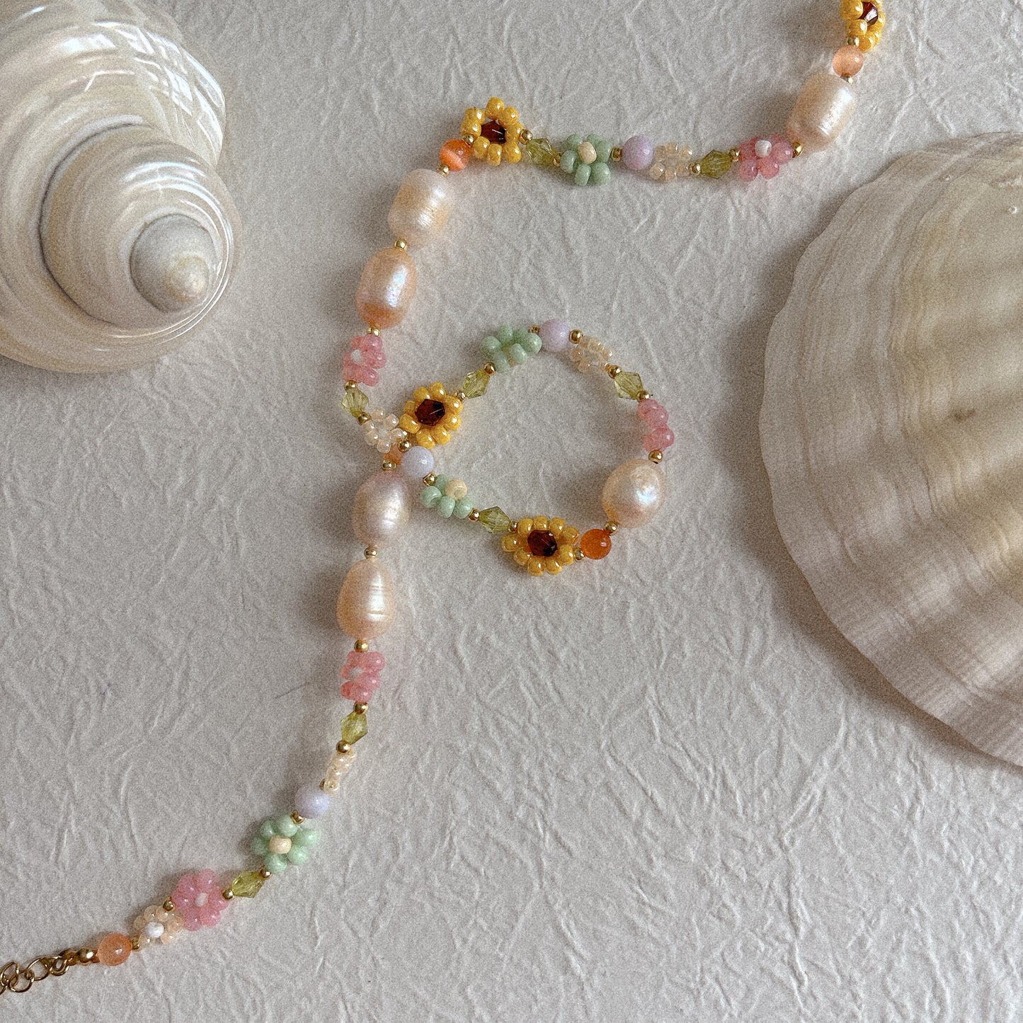 Sonia Sunflower Beaded Floral Necklace