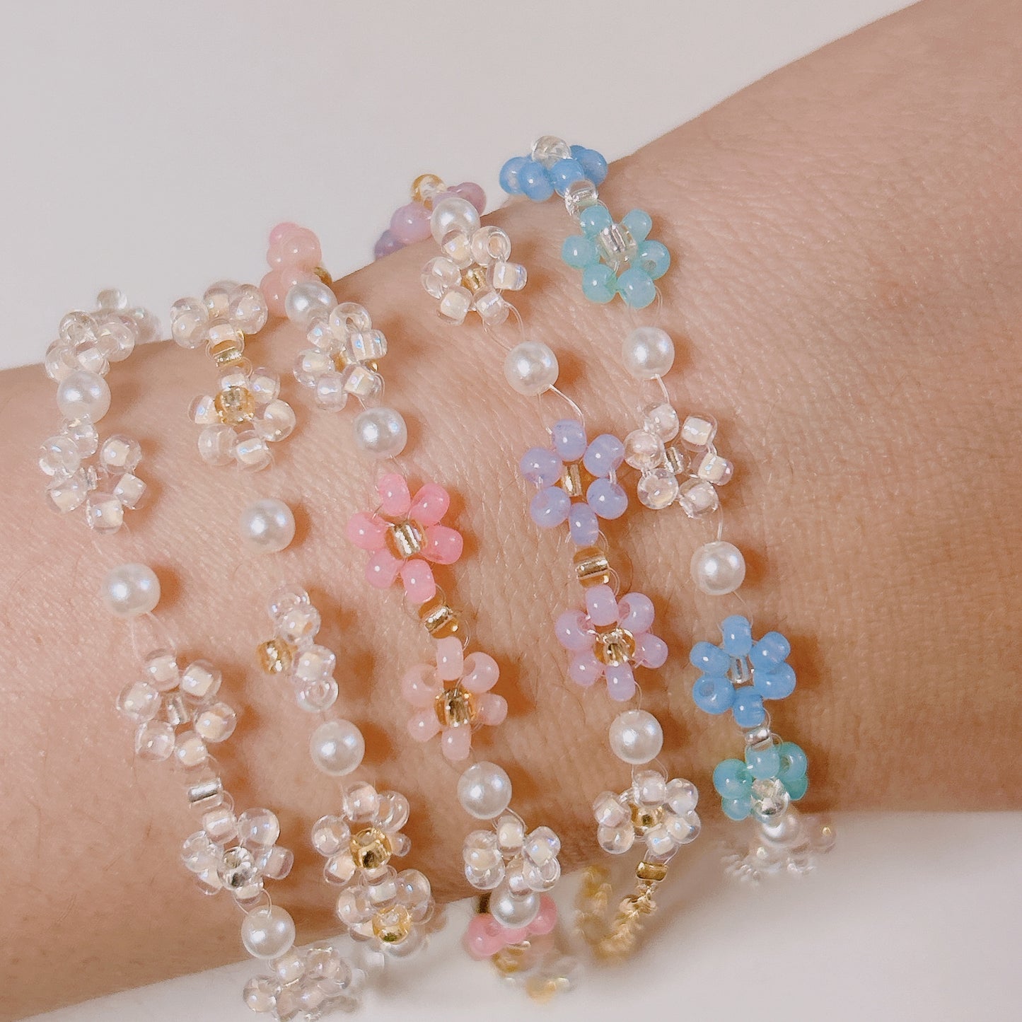 Ivie floral beaded Bracelet, handmade Beads bracelet, Bead Necklace, Dainty Jewellery