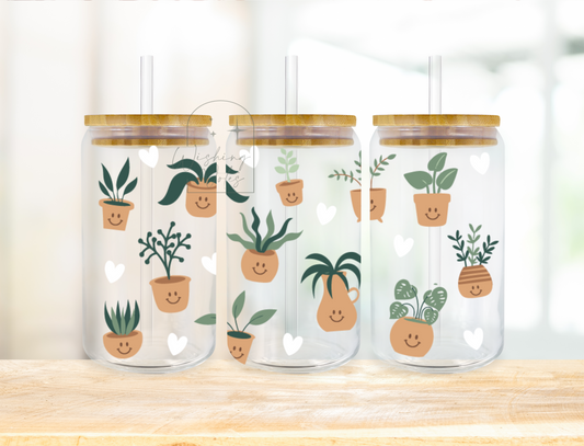 Plants lover smiley Glass cup