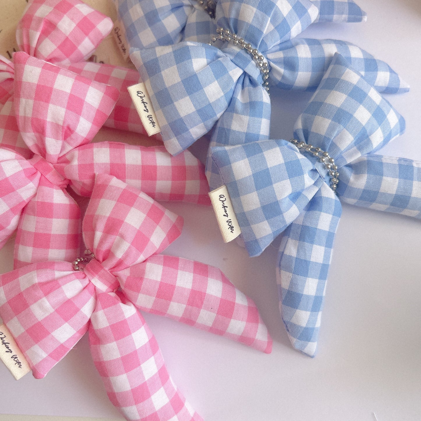Checkered print Ribbon Bow bag charm