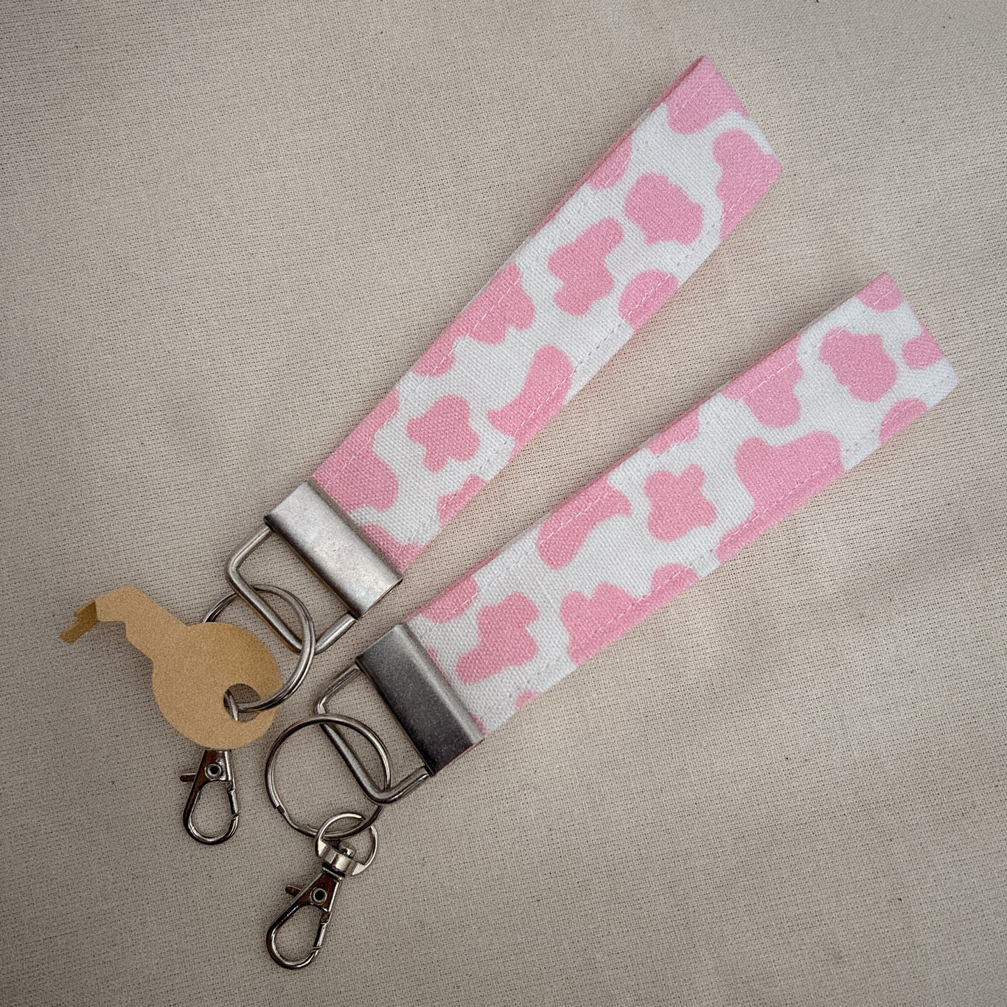 Cow Print Pink key fob wristlet