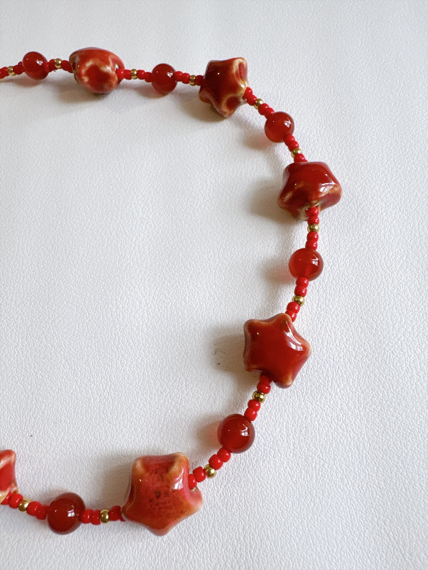 Rosso Necklace — Tomato Red & Ceramic Stars