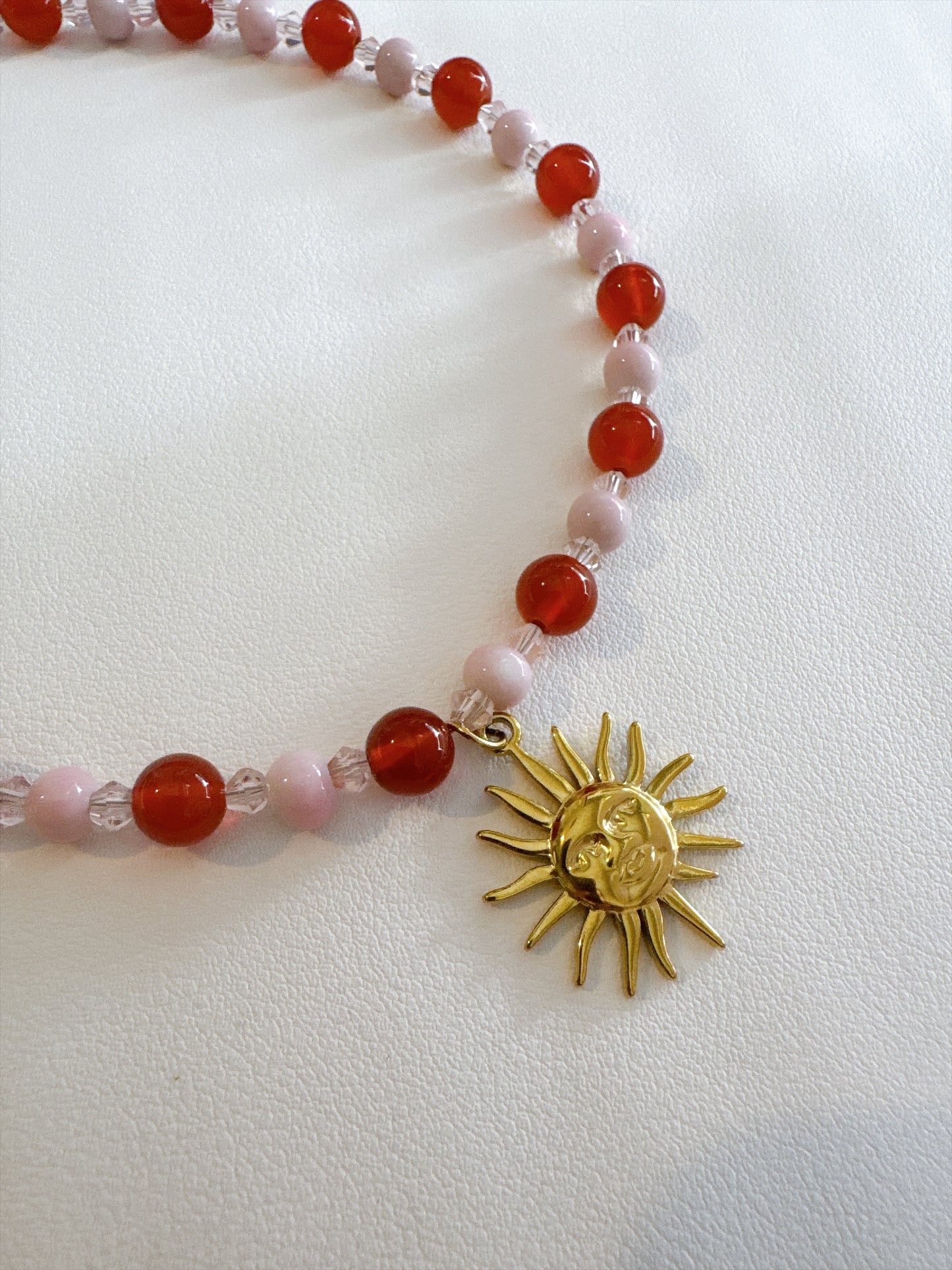 Amora Necklace — Blush Pink & Ruby Red