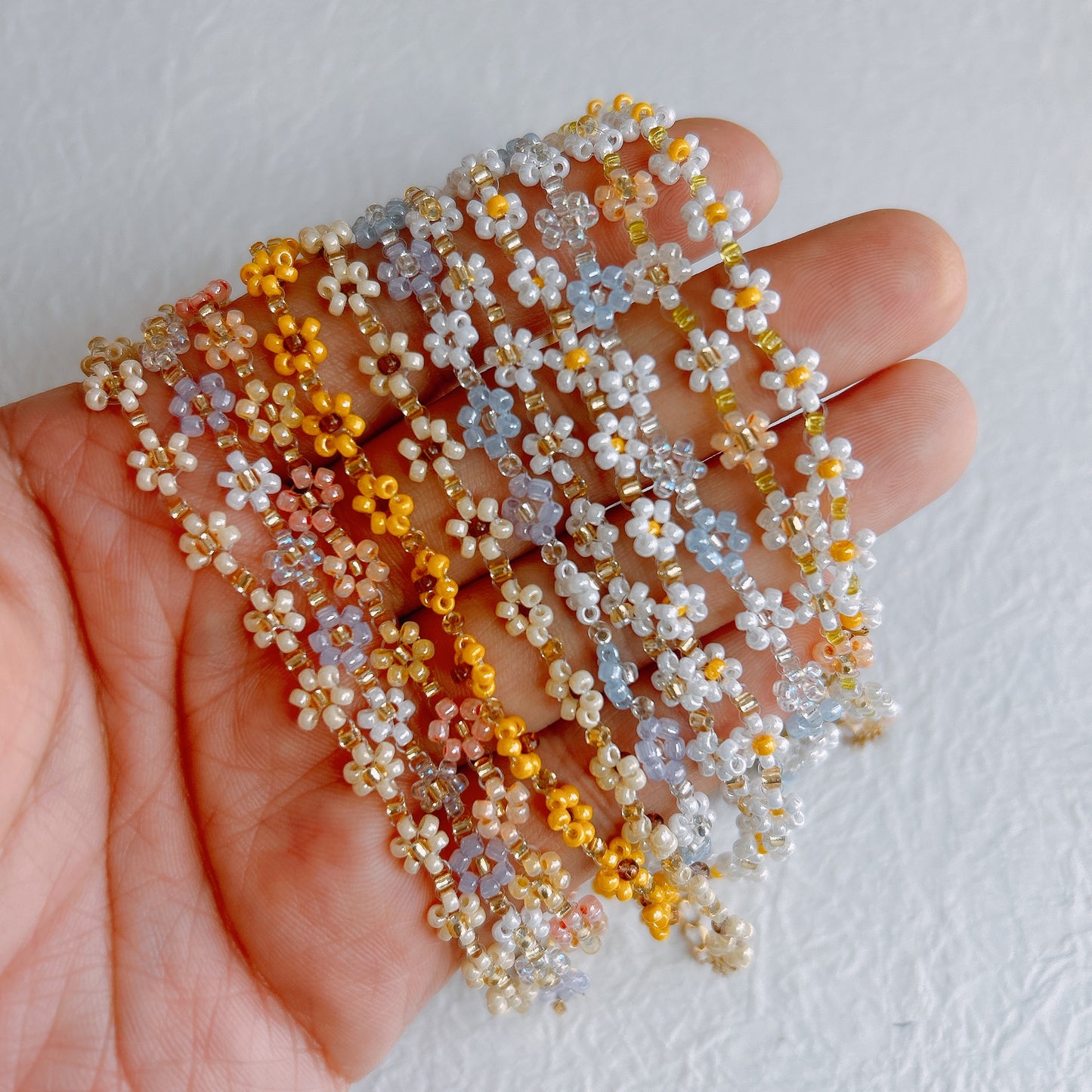 Customised Floral beaded Bracelet, handmade Beads bracelet, Bead Necklace, Dainty Jewellery