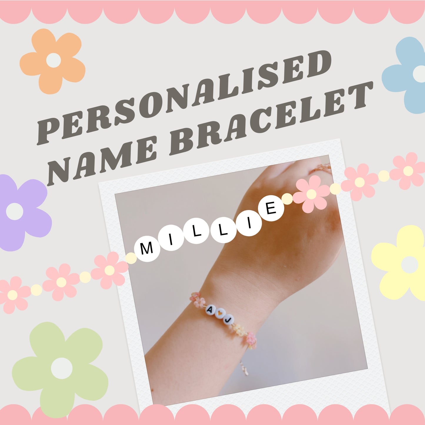 Personalised Name floral Bracelet