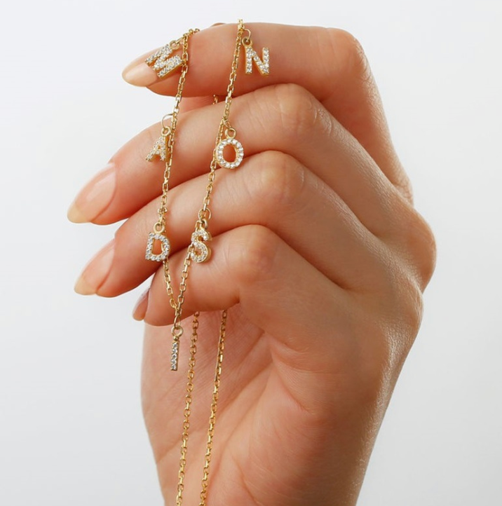 Sonia Customised Letters Charms Necklaces Gold