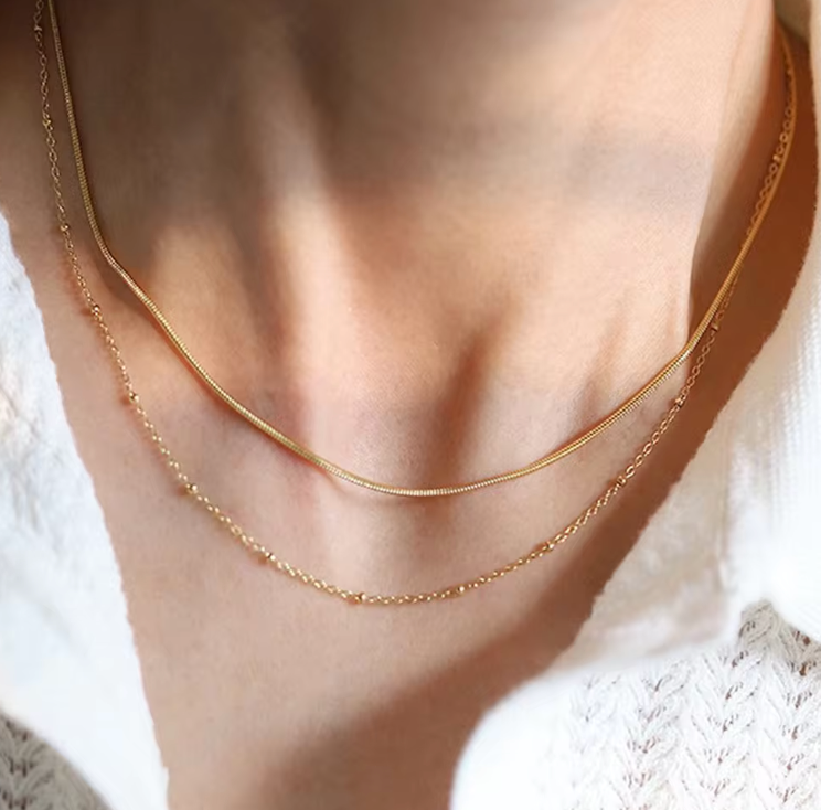 Gemma Duo Chain Personalised initial Charms Necklace | Waterproof Non Tarnish