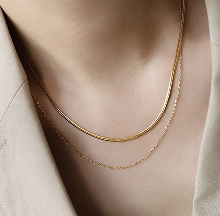 Gemma Duo Chain Personalised initial Charms Necklace | Waterproof Non Tarnish