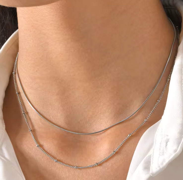 Gemma Duo Chain Personalised initial Charms Necklace | Waterproof Non Tarnish