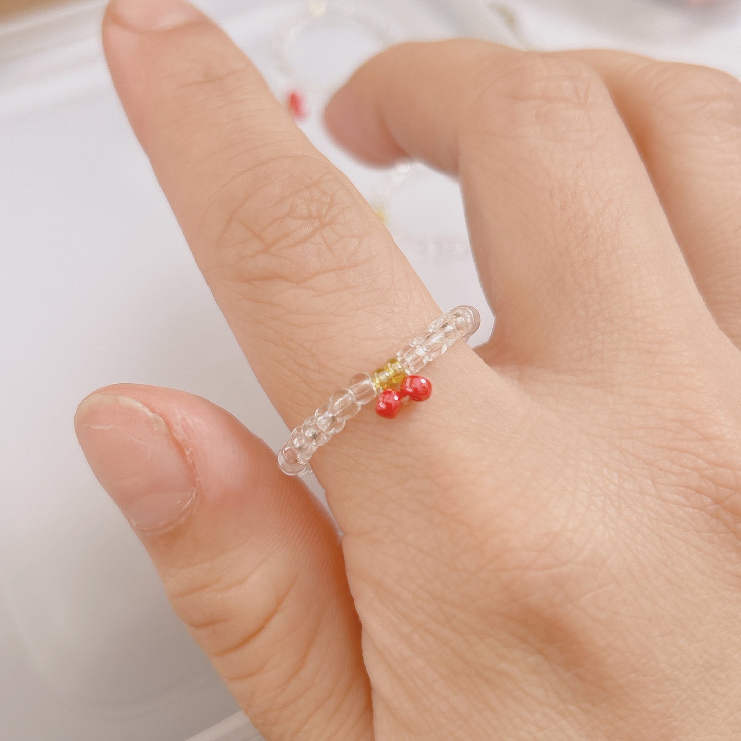Cherry Beaded Rings
