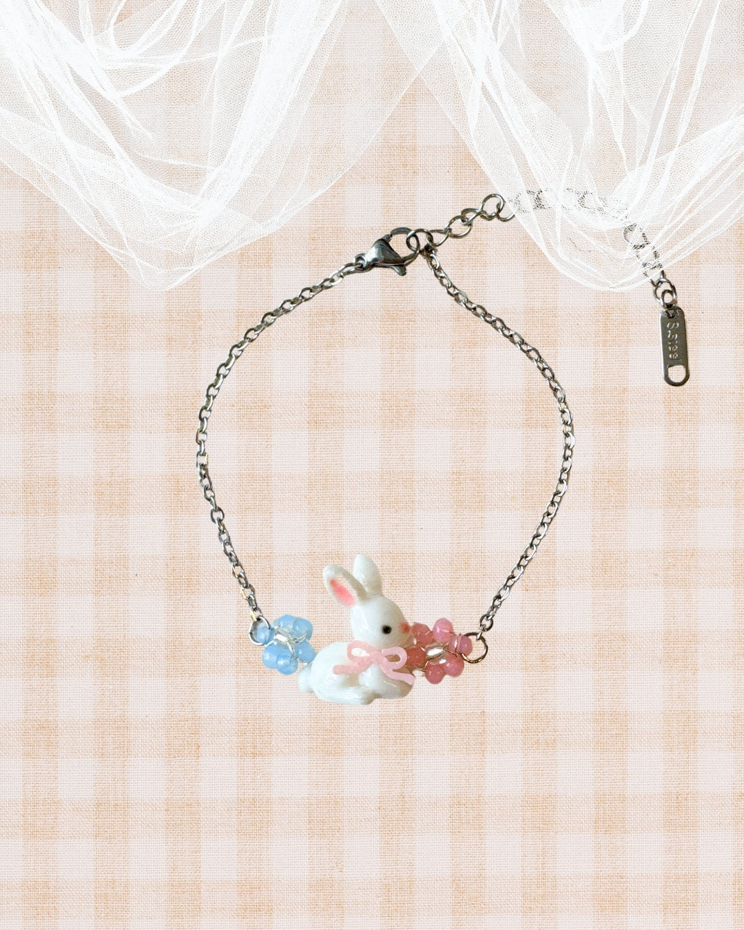 Little Meadow Friends — Bunny & Flower Bracelet Silver
