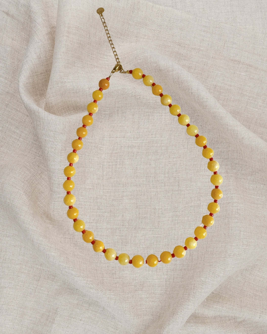 Sole Necklace — Butter Yellow & Red Beaded Necklace