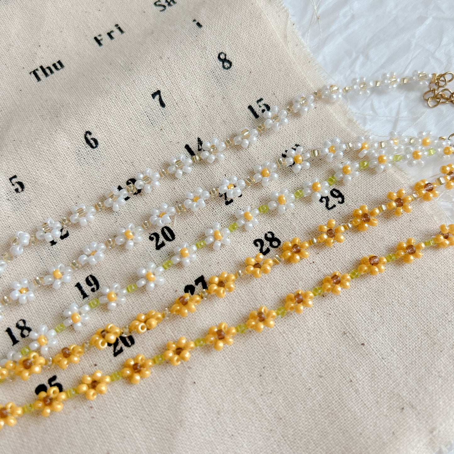 Customised Floral beaded Bracelet, handmade Beads bracelet, Bead Necklace, Dainty Jewellery