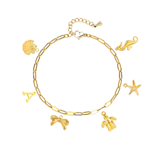 Personalised Paperclip Chain Charms Bracelet | Waterproof  Non Tarnish