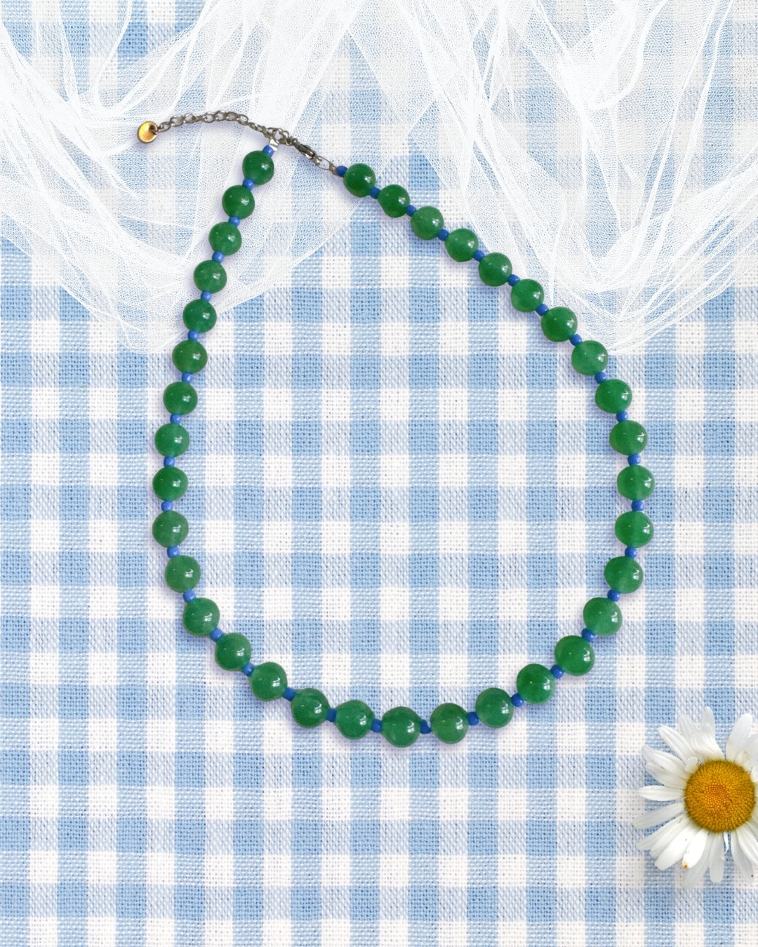 Vera Necklace — Emerald Green & Cobalt Blue