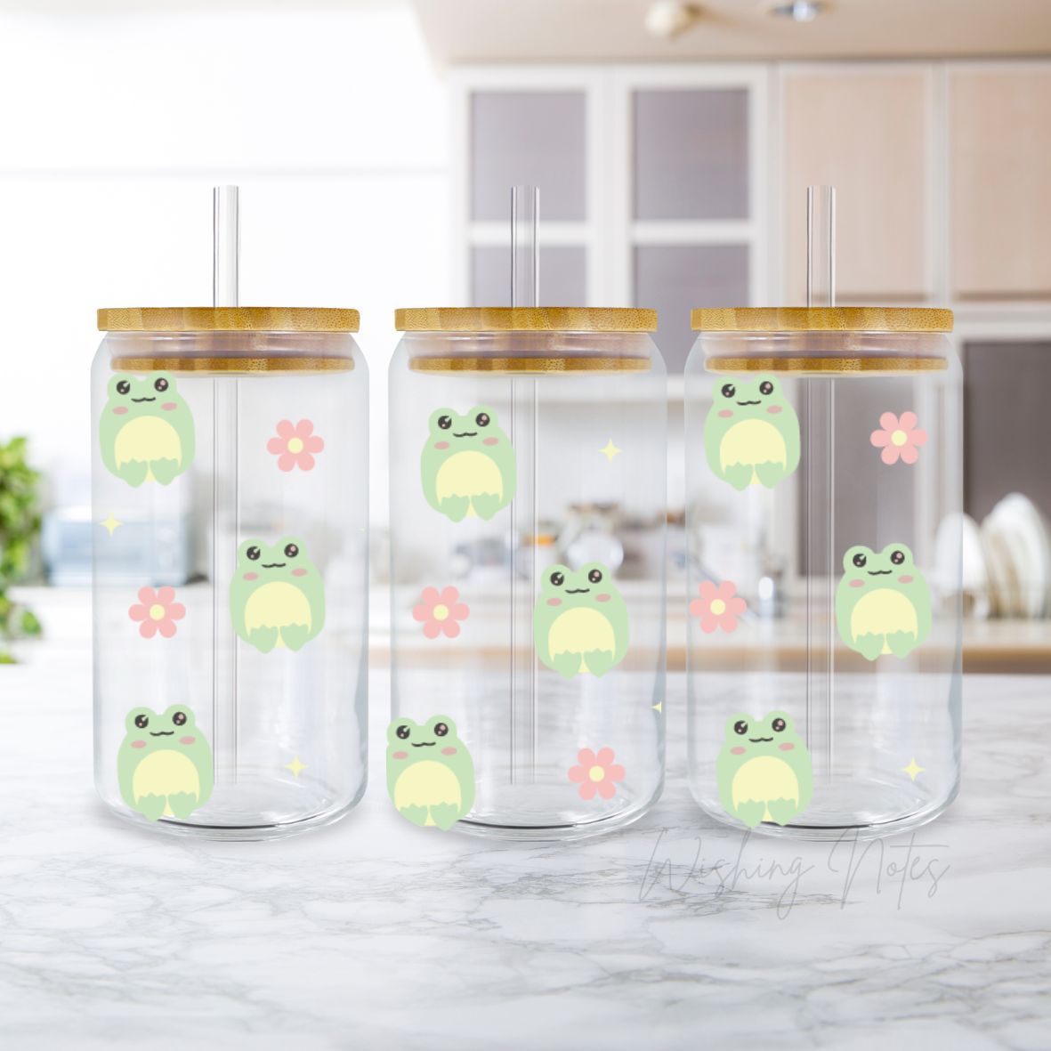 Frog Flower Glass Cup