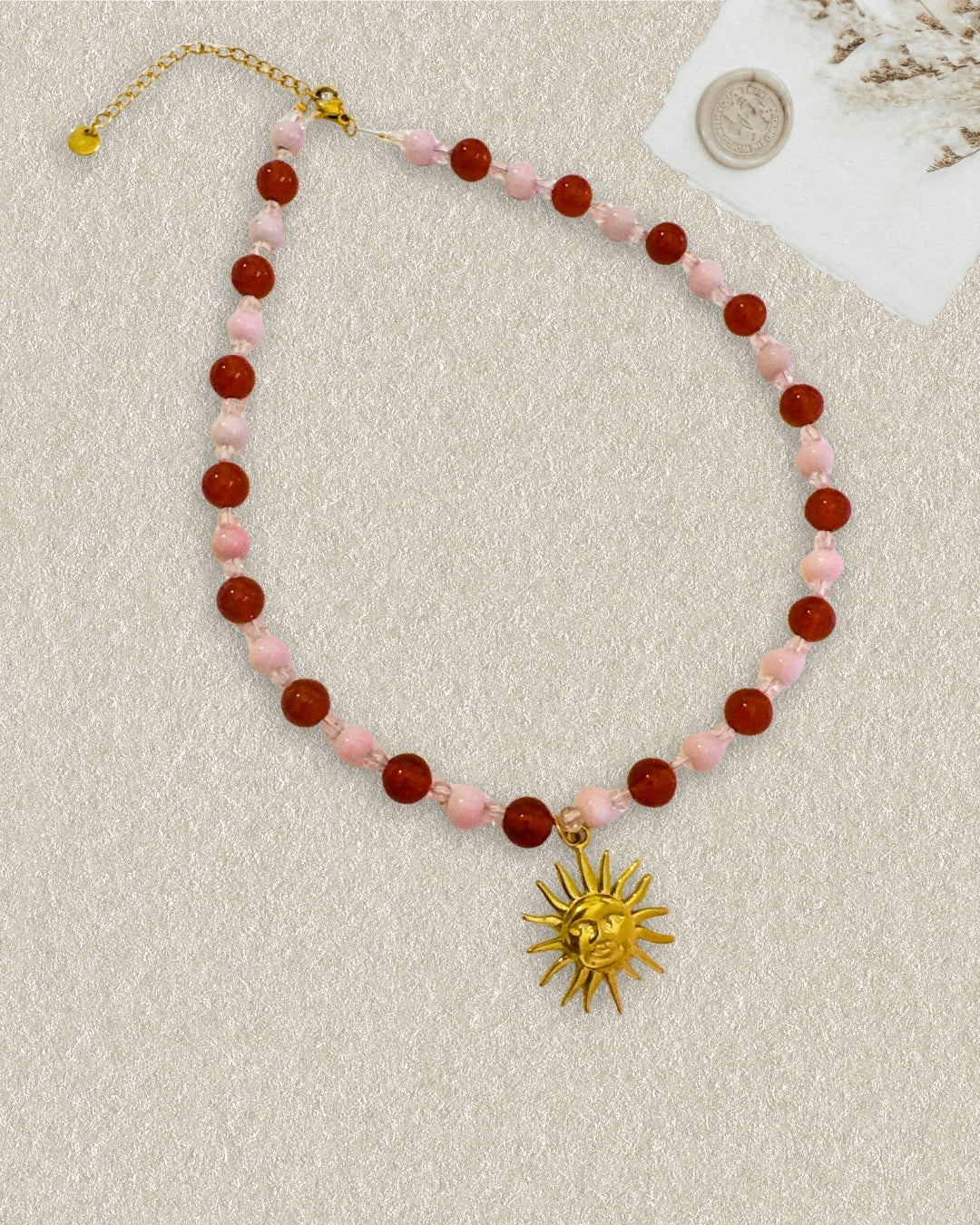 Amora Necklace — Blush Pink & Ruby Red