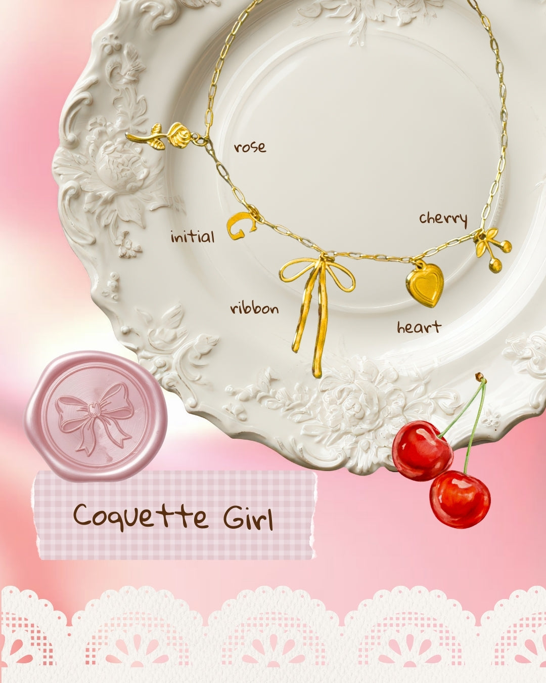 Coquette Girl Pre-charm Design Your Own Charms Necklaces