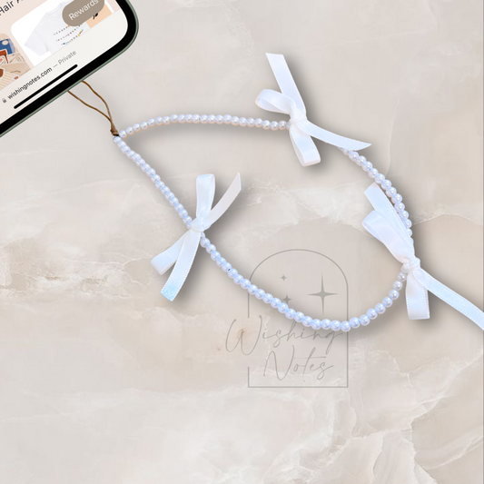 White Cute Ribbon Phone Strap, bow phone charm