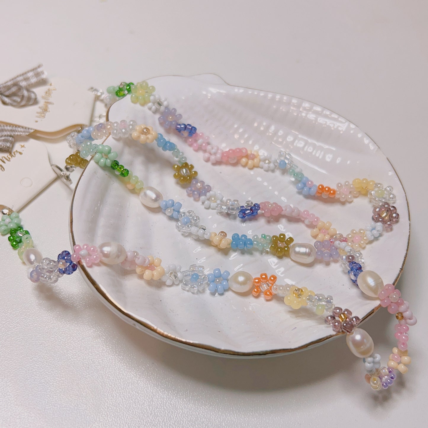 Nora Beaded floral Necklace, beaded necklace, y2k jewellery, Gift for her, handmade gift