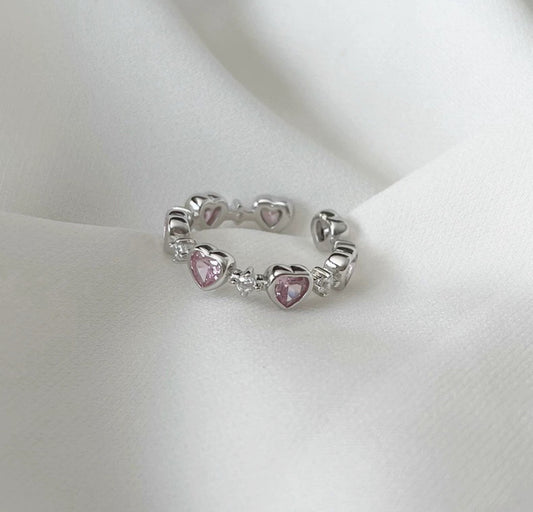 Leila hearts Pink Adjustable ring