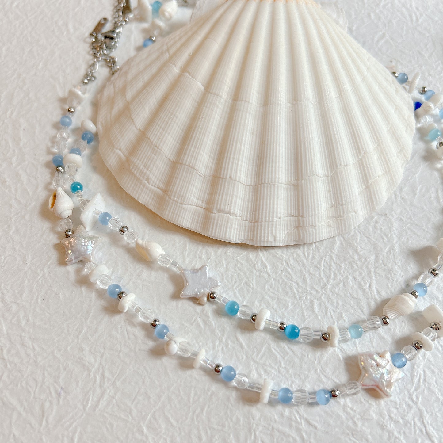Sea shell Beaded floral Necklace, beaded necklace, y2k jewellery, Gift for her, handmade gift
