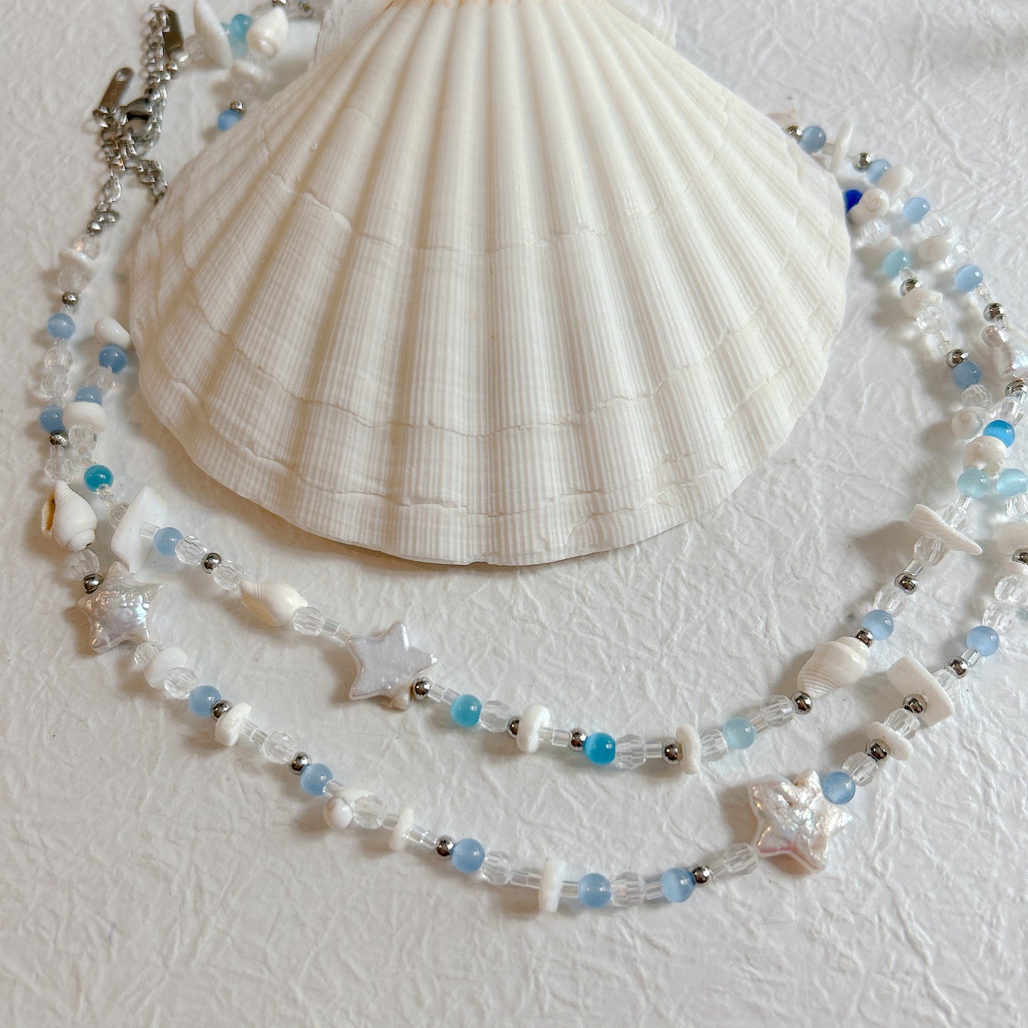 Sea shell Beaded floral Necklace, beaded necklace, y2k jewellery, Gift for her, handmade gift