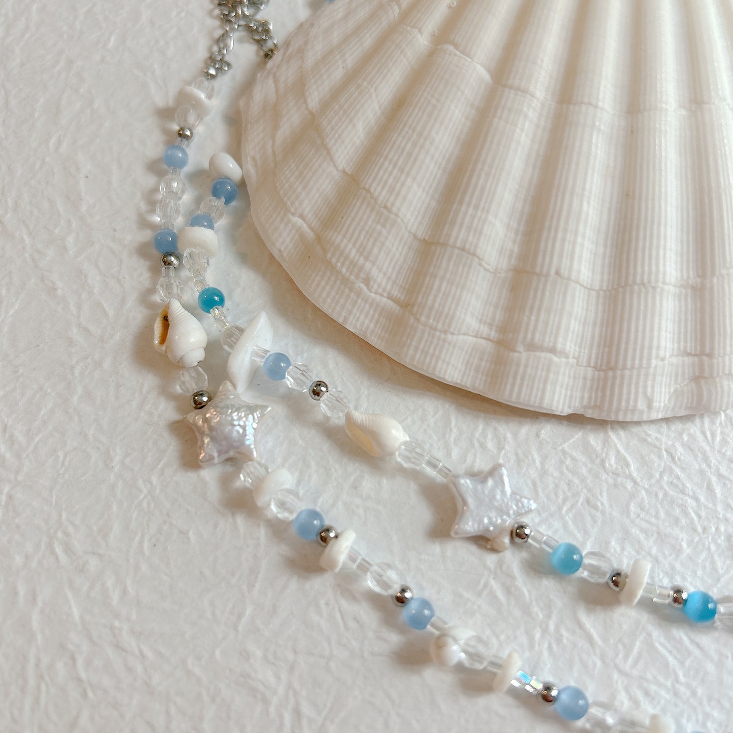 Sea shell Beaded floral Necklace, beaded necklace, y2k jewellery, Gift for her, handmade gift