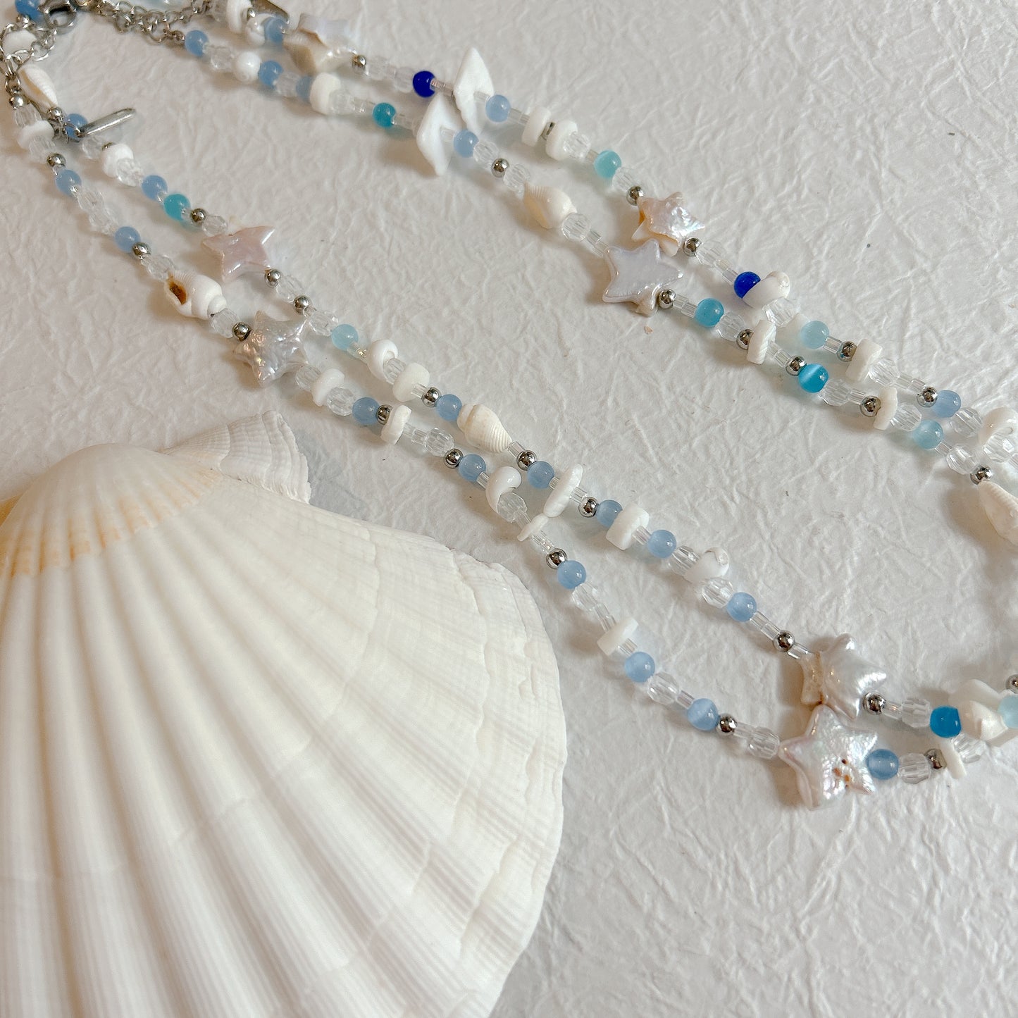 Sea shell Beaded floral Necklace, beaded necklace, y2k jewellery, Gift for her, handmade gift