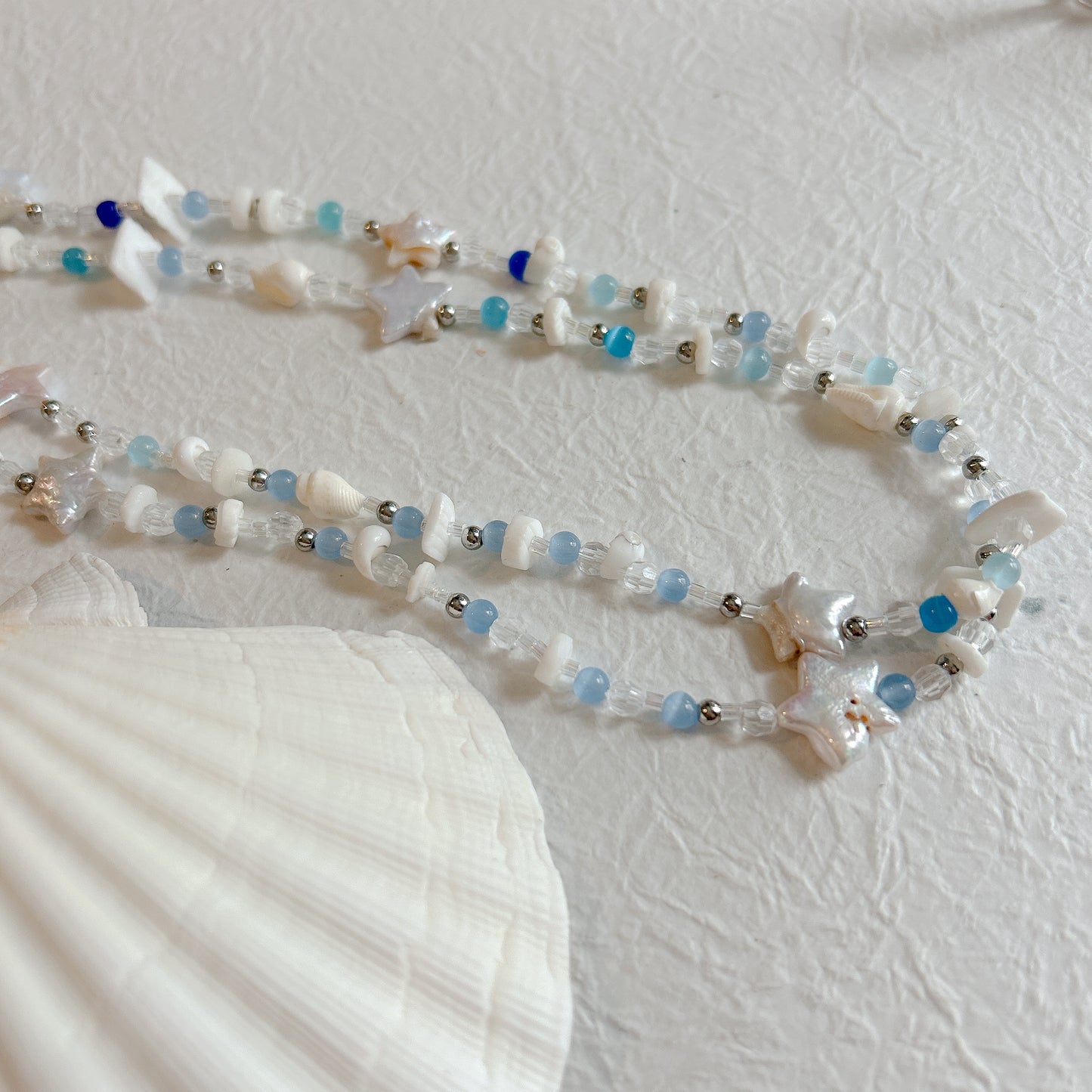 Sea shell Beaded floral Necklace, beaded necklace, y2k jewellery, Gift for her, handmade gift