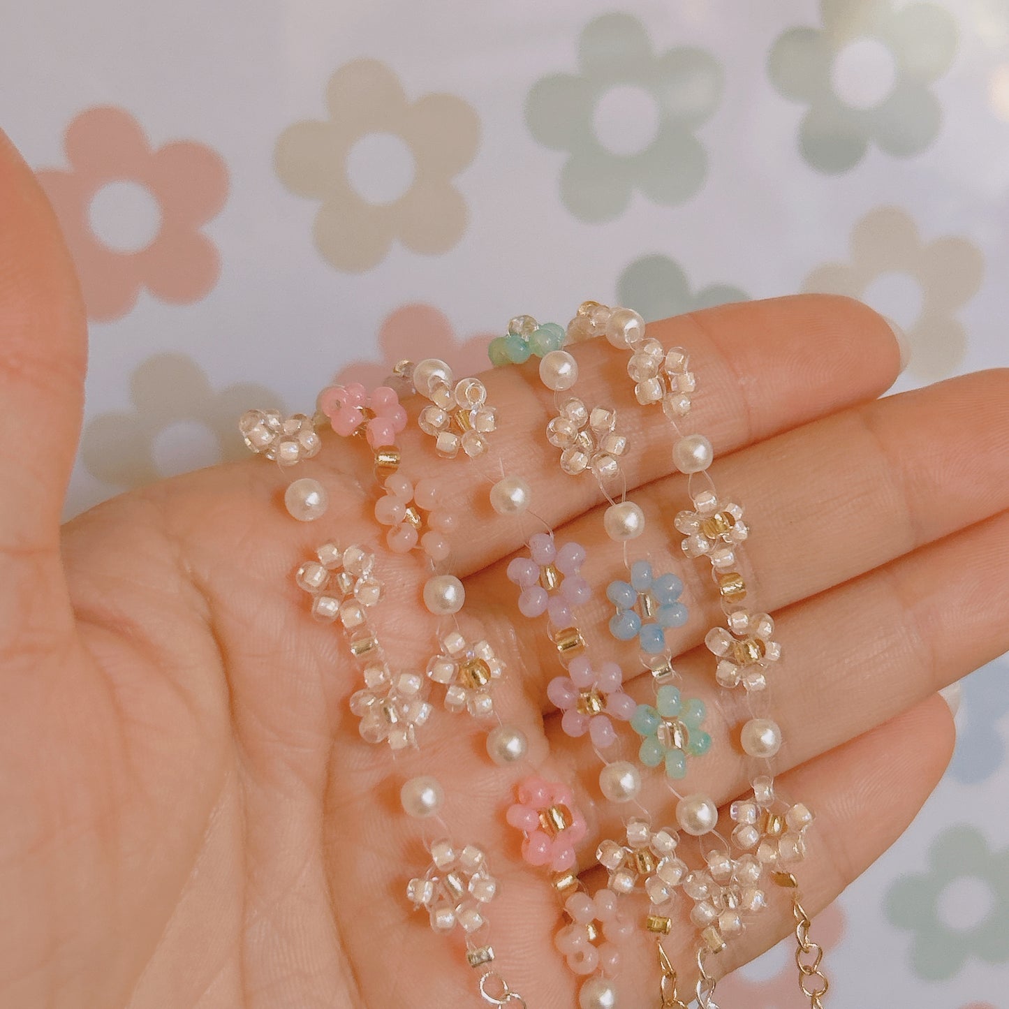 Ivie floral beaded Bracelet, handmade Beads bracelet, Bead Necklace, Dainty Jewellery