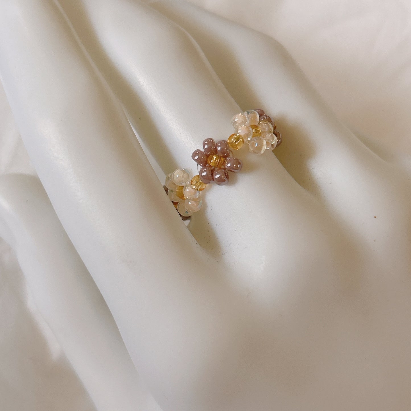 Purple Floral Beaded Rings
