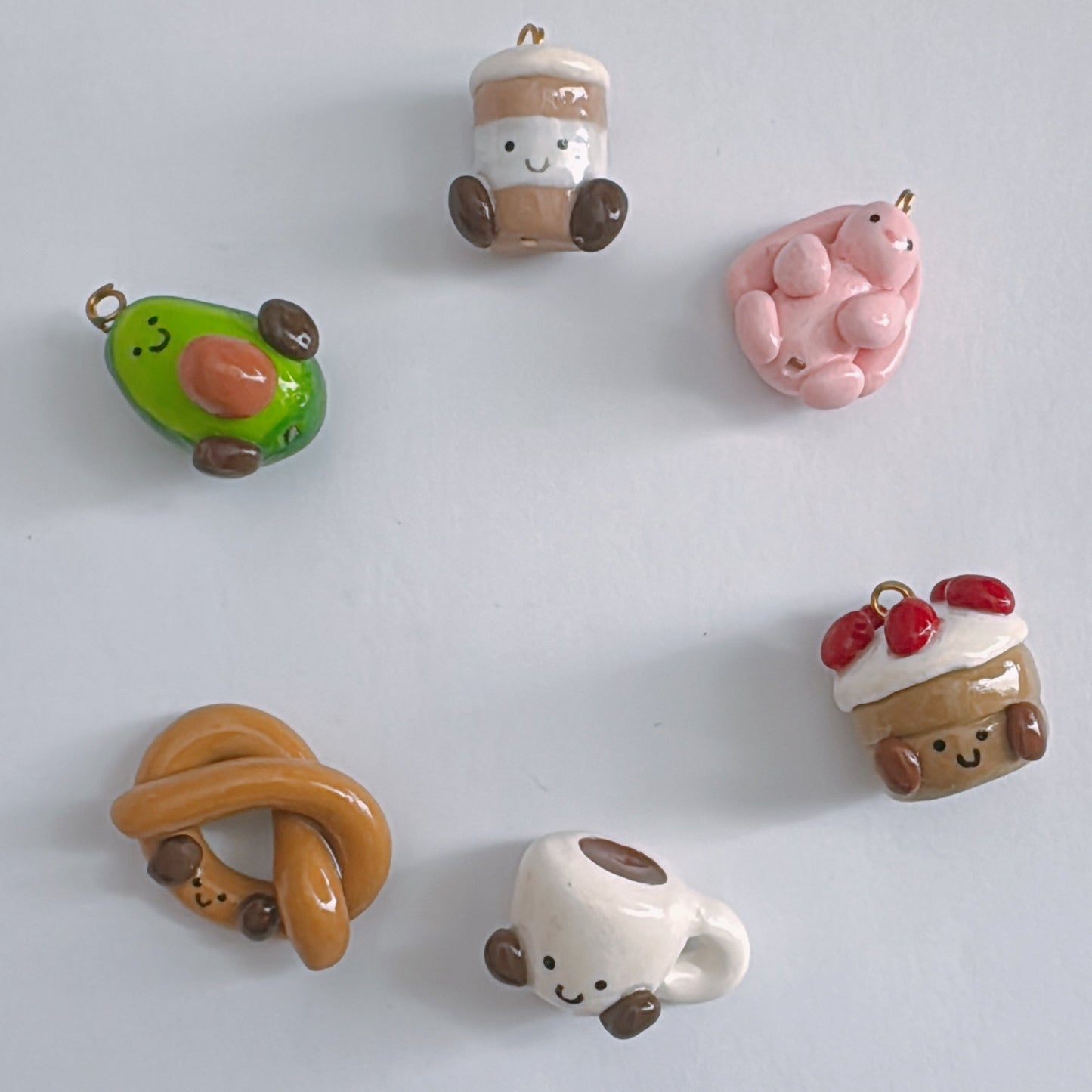 Cute Food Charm Necklace – Handmade Kawaii Polymer Clay Necklace, Bunny & Dessert Charms, Cozy Gold Chain Necklace, Jelly Inspired Jewelry