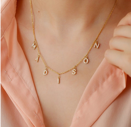 Sonia Customised Letters Charms Necklaces Gold