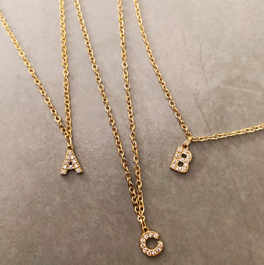 Kaely Diamond Initials Necklaces Gold Personalised
