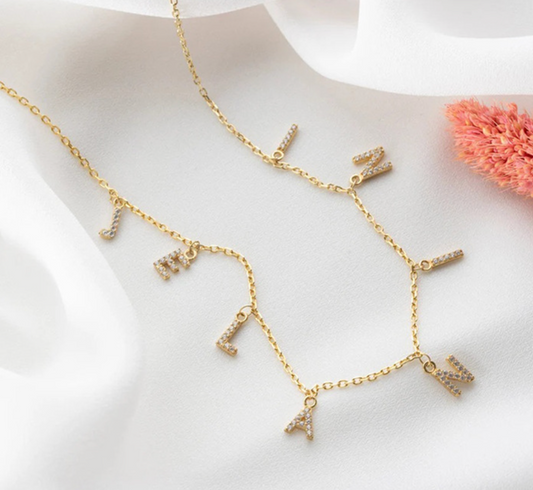 Kaely Diamond Initials Necklaces Gold