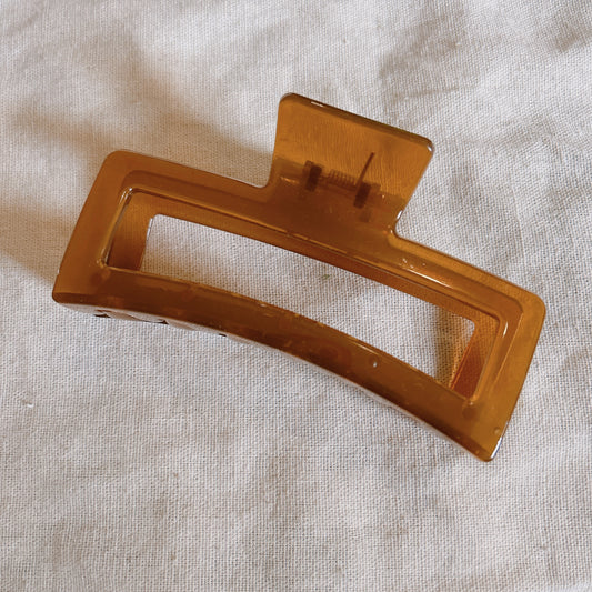 Jumbo Clear Brown Square Hair Clip