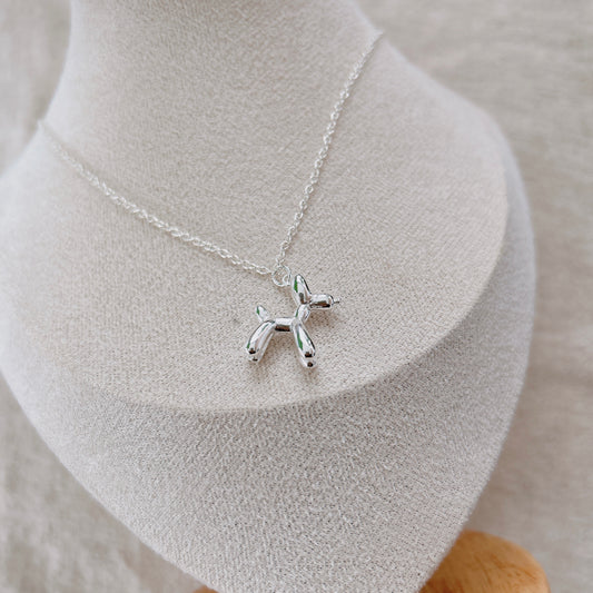 Silver Balloon Dog  Necklace