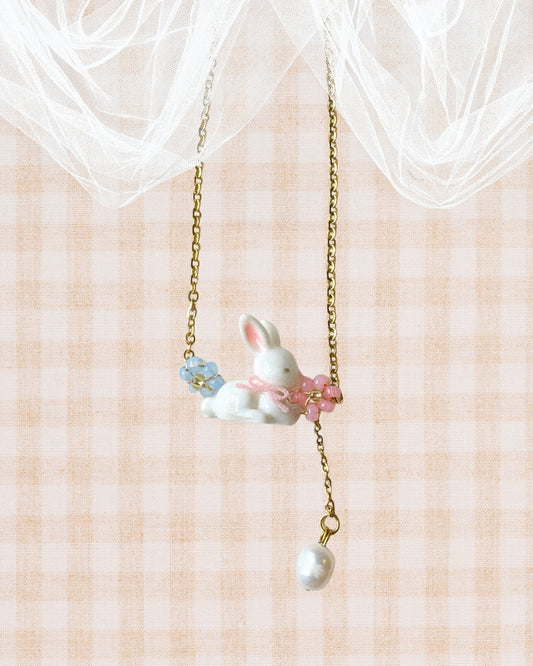 Little Meadow Friends — Baby Bunny Pearl Necklace Gold