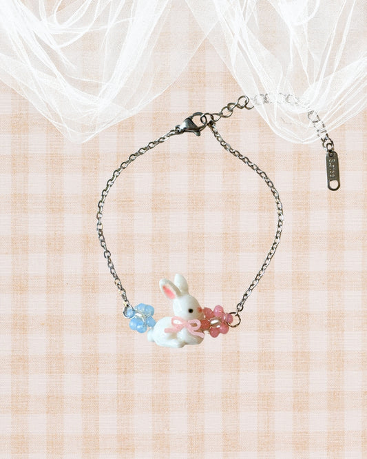 Little Meadow Friends — Bunny & Flower Bracelet Silver