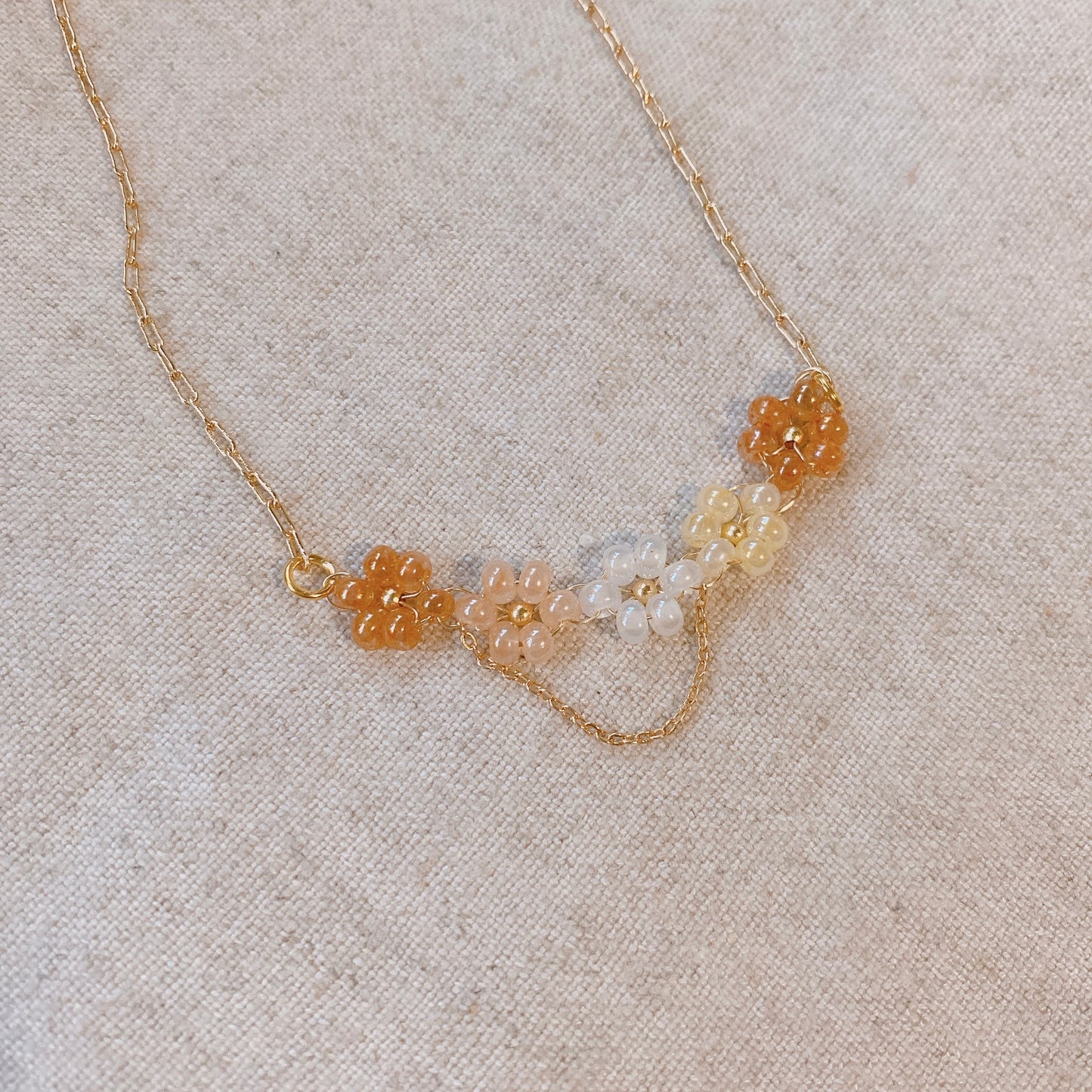 Elle Floral Beaded Neckalce Brown