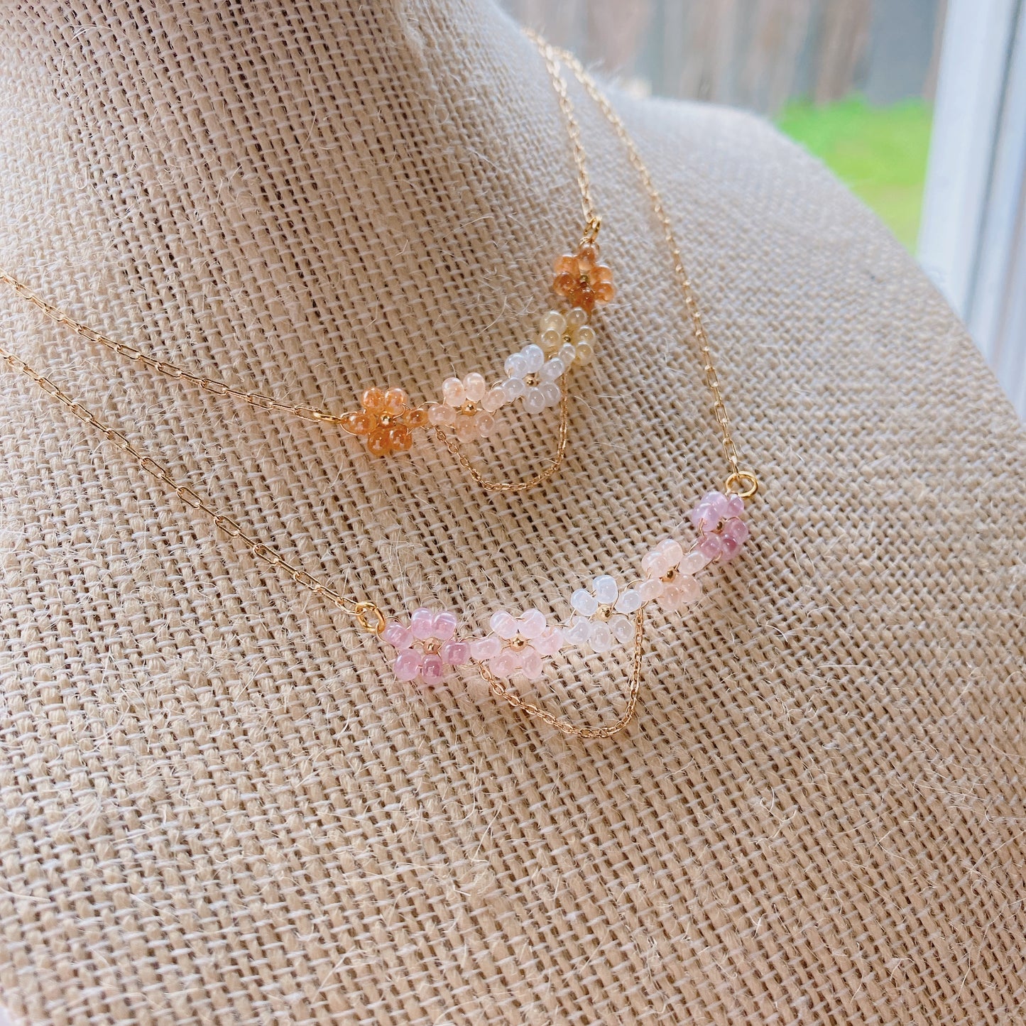Elle Floral Beaded Neckalce Brown
